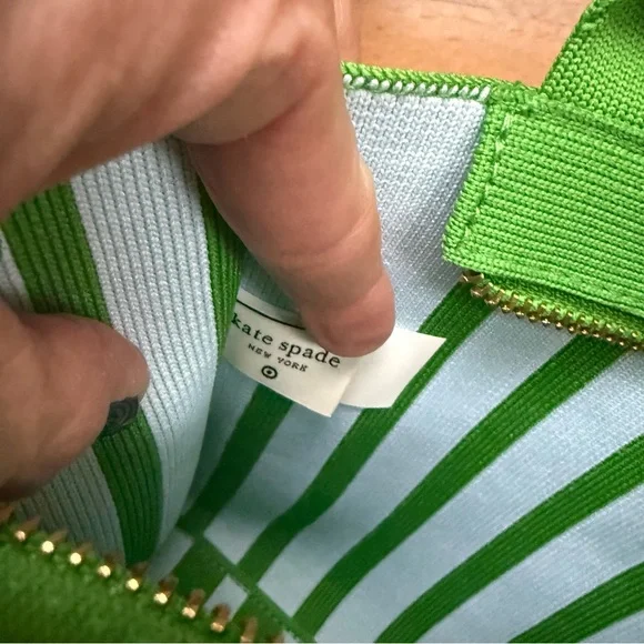 NWOT Kate Spade New York x Target Green and White Stripe Knit Crossbody Bag OS - Picture 16 of 16